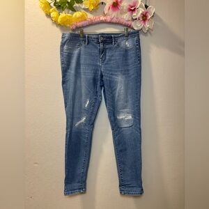 Mossimo Supply Co. Faded Blue Distressed Skinny Jeans